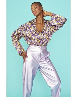 Jayley Tie Dye Silk Blend Blouse - Blue