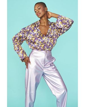 Jayley Tie Dye Silk Blend Blouse - Blue