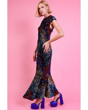 Jayley Multi Sequin Fish Tail Maxi Dress - Pink