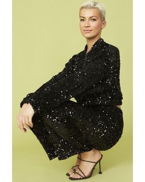 Jayley Sequin Bomber Jacket - Black