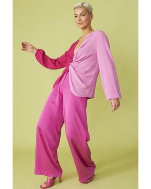 Jayley Silk Blend Two Tone Blouse - Pink