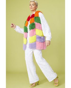 Jayley Cube Faux Fur Vest - Yellow