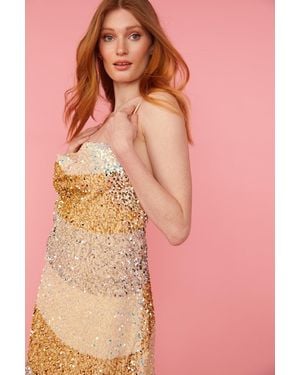 Jayley Champagne And Sequin Velvet Dress - Pink
