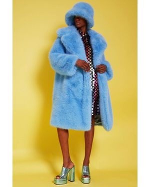 Jayley Bamboo Faux Fur Baby Coat - Blue