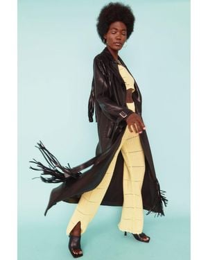 Jayley Hand Crafted Tassel Trench Coat - Green