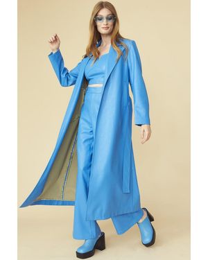 Jayley Eco Leather Trench Coat - Blue
