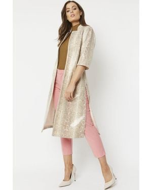 Jayley Snake Print Faux Suede Jacket - Natural