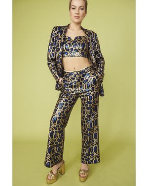 Jayley Animal Print Sequin Blazer - Blue