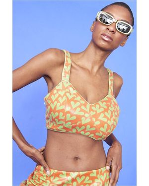 Jayley Faux Suede And Love Heart Crop Top - Blue