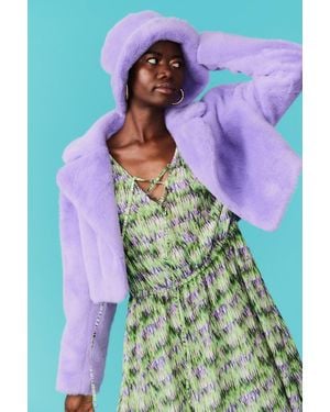 Jayley Faux Fur Cropped Jacket - Purple