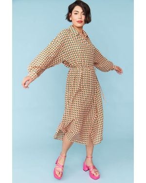 Jayley Silk Blend Geometric Print Wrap Dress - Blue