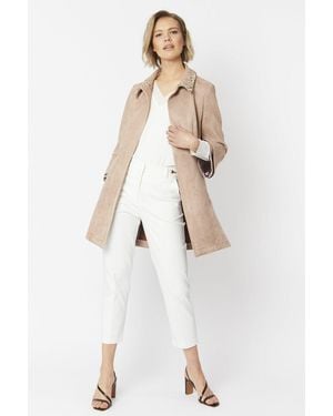 Jayley Mocha Faux Suede Jacket - White