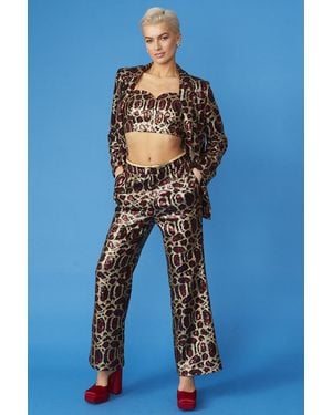 Jayley Animal Print Sequin Trousers - Blue