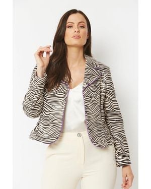 Jayley Zebra Print Eco Leather Blazer - Black