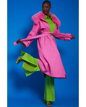 Jayley Hot Eco Leather Trench Coat - Blue