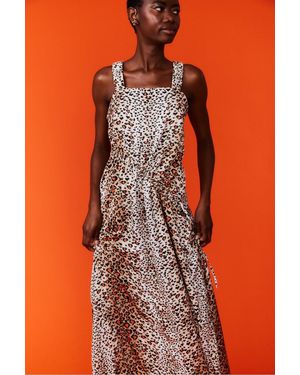 Jayley Silk Blend Animal Print Maxi Tea Dress - Orange