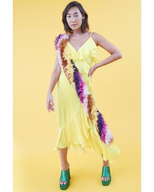 Jayley Silk Blend Maxi Ruffle Dress - Yellow