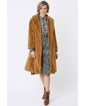 Jayley Faux Fur Midi Shaved Shearling Coat - Multicolour