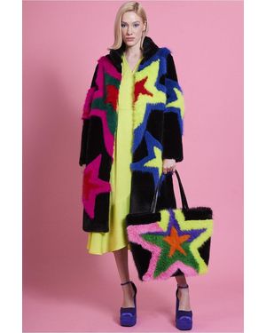 Jayley Handmade Bamboo Faux Fur Star Coat - Pink