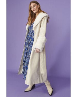 Jayley Faux Suede Coat With Detachable Faux Shearling Cuffs &Amp - Purple
