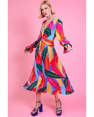 Jayley Tencel Blend Graphic Print Dress - Pink