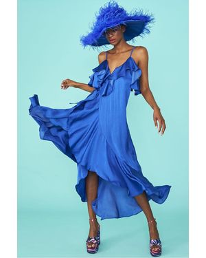 Jayley Silk Blend Maxi Ruffle Dress - Blue