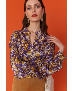 Jayley Tie Dye Silk Blend Blouse - Red