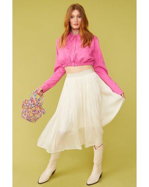 Jayley Silk Blend Cropped Kate Shirt - Pink