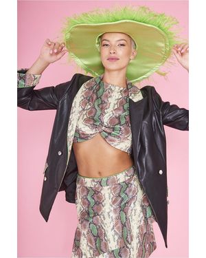 Jayley And Snake Print Eco Leather Blazer - Pink