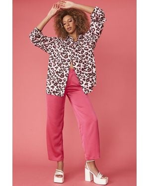 Jayley Animal Print Oversized Shirt - Pink