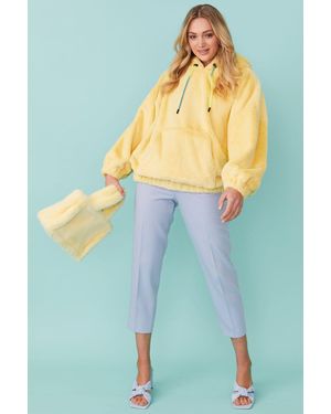 Jayley Faux Fur Oversized Hooded Jacket - Blue