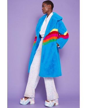 Jayley Handmade Eco Faux Fur Coat - Blue