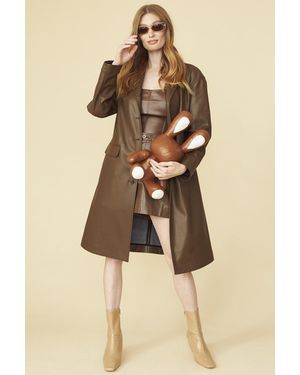 Jayley Chocolate Eco Leather Trench Coat - Natural