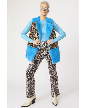 Jayley Bamboo Animal Print Vest With Zip - Blue