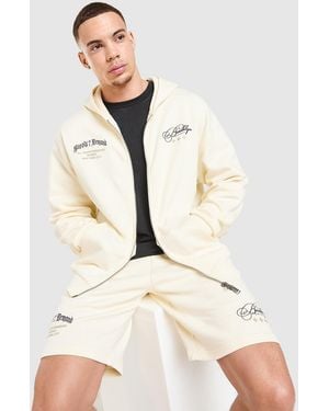 SUPPLY + DEMAND Mens Felpa con Cappuccio Full Zip Remus - Neutro