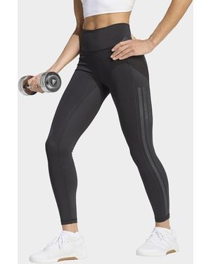 adidas Womens Leggings Da Allenamento Optime 7/8 Con Le 3 Strisce - Nero
