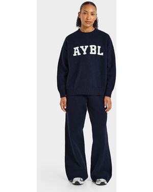 AYBL Womens Felpa Girocollo Varsity Knit - Blu