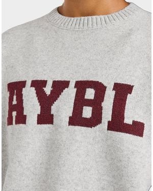 AYBL Womens Felpa Girocollo Varsity Knit - Grigio