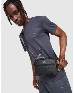 Lacoste Womens Borsa a Tracolla Messenger All Over Print - Nero
