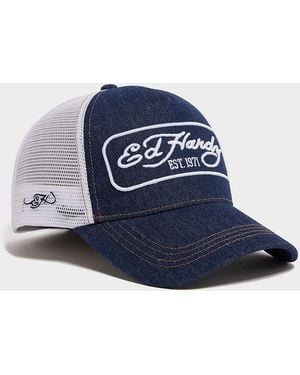 Ed Hardy Womens Cappellino 1971 Logo Trucker - Blu