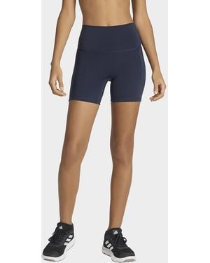 adidas Womens Leggings Short 3 Stripes Studio All Me Booty - Blu