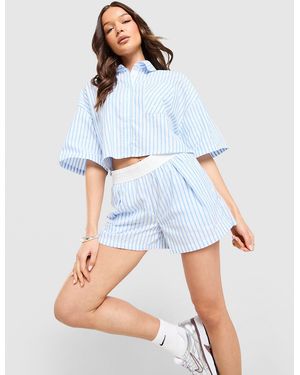 Nike Womens Pantaloncino Poplin Stripe Chill - Blu