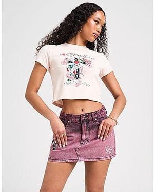 Ed Hardy Cross Denim Mini Skirt - Black