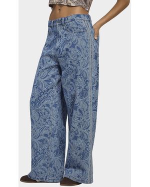 adidas Womens PANTALONI DENIM LIBERTY LONDON FIREBIRD A VITA MEDIA E GAMBA DRITTA - Blu