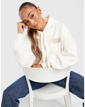 UGG Womens Felpa con Cappuccio Cosy Logo - Bianco
