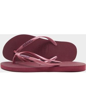 Havaianas Tongs Slim Logo Metallic Femme - Rouge