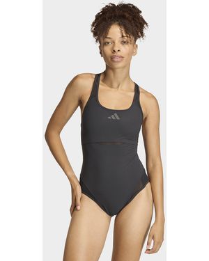 adidas Womens Costume da bagno LANELUX a rete con schiena a Y - Grigio