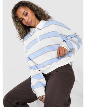Nike Womens Cropped Stripe Rugby Polo Shirt - Bianco