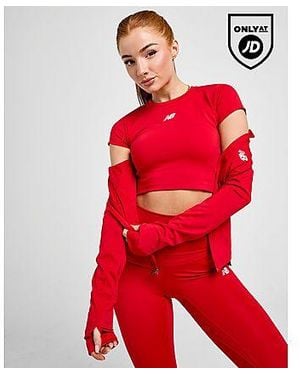 New Balance Logo Slim Crop Top - Rosso