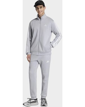 adidas Mens Tuta In Tessuto Felpato Con Le 3 Strisce - Grigio